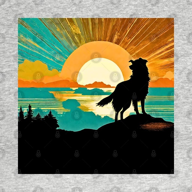 Border Collie Vintage Sunset by Doodle and Things